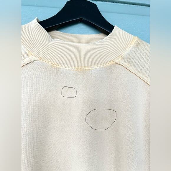 Free people balloon sleeve pullover sweatshirt 100% cotton boho butter yellow L - Picture 3 of 9